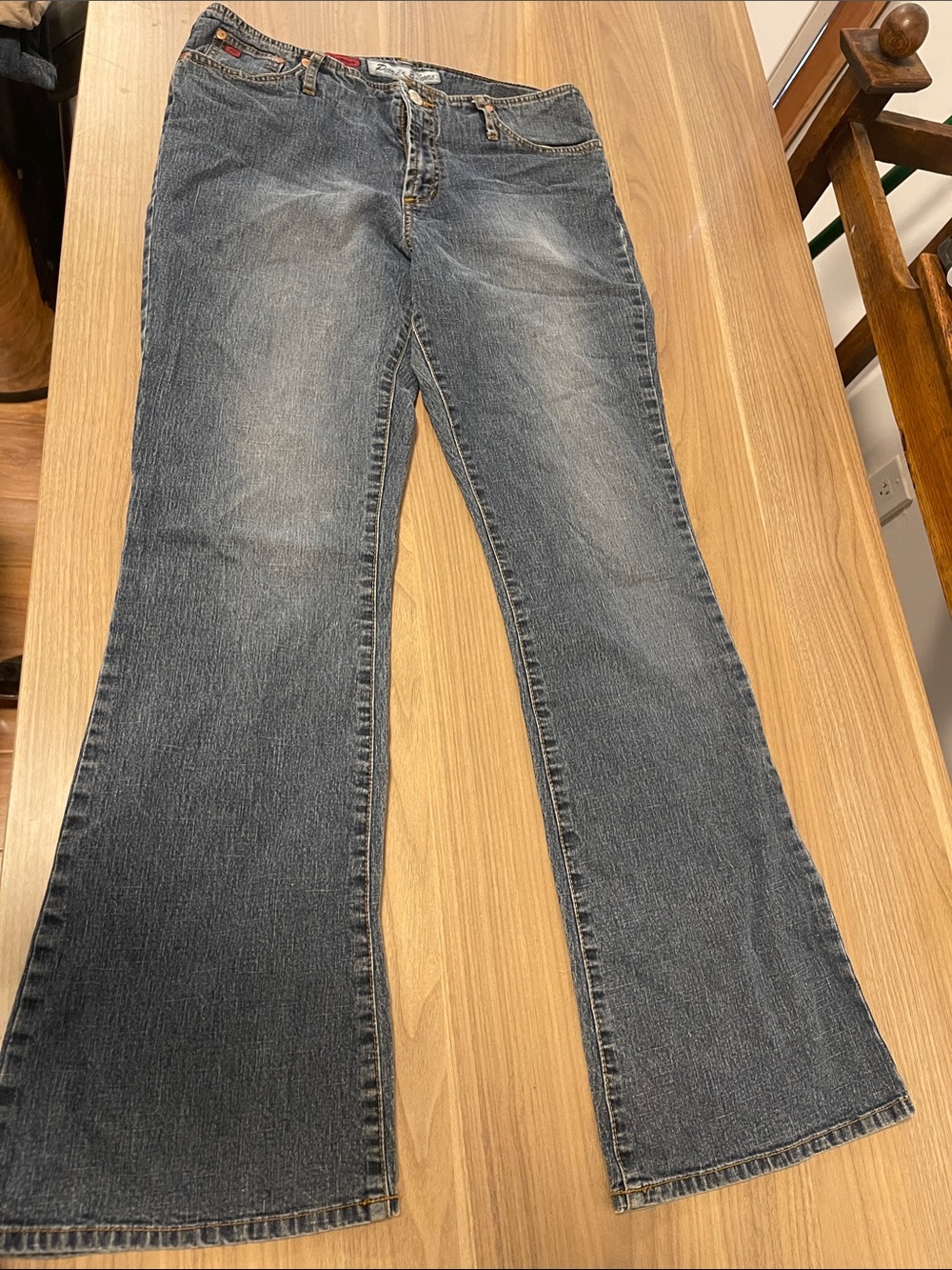 Paris Blues Womens Washed Denim Flare Jeans - Blue